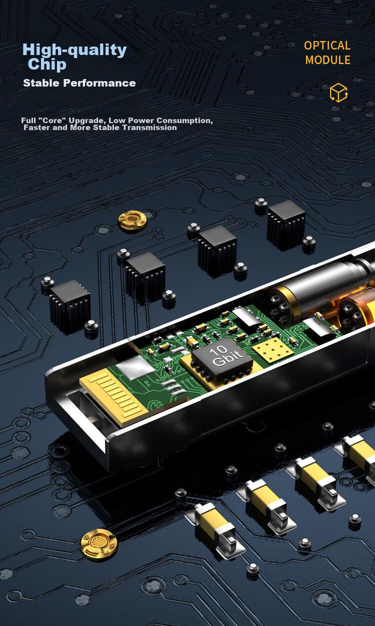 Guanghang 10 Gigabit Optical Module, 10 Gigabit Fiber Optic Module, 10 Gigabit Single-Mode Optical Module, SFP+ Single-Mode Dual-Fiber, 1310nm, 10KM, LC Interface, One Piece GH-WE 4