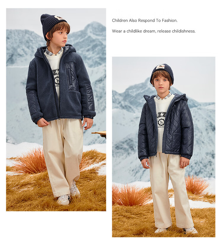 HAZZYS Brand Children's Outerwear for Boys And Girls, Spring New Faux Lambswool Double-Sided Jacket, Ultra-Blue, Size 155 4