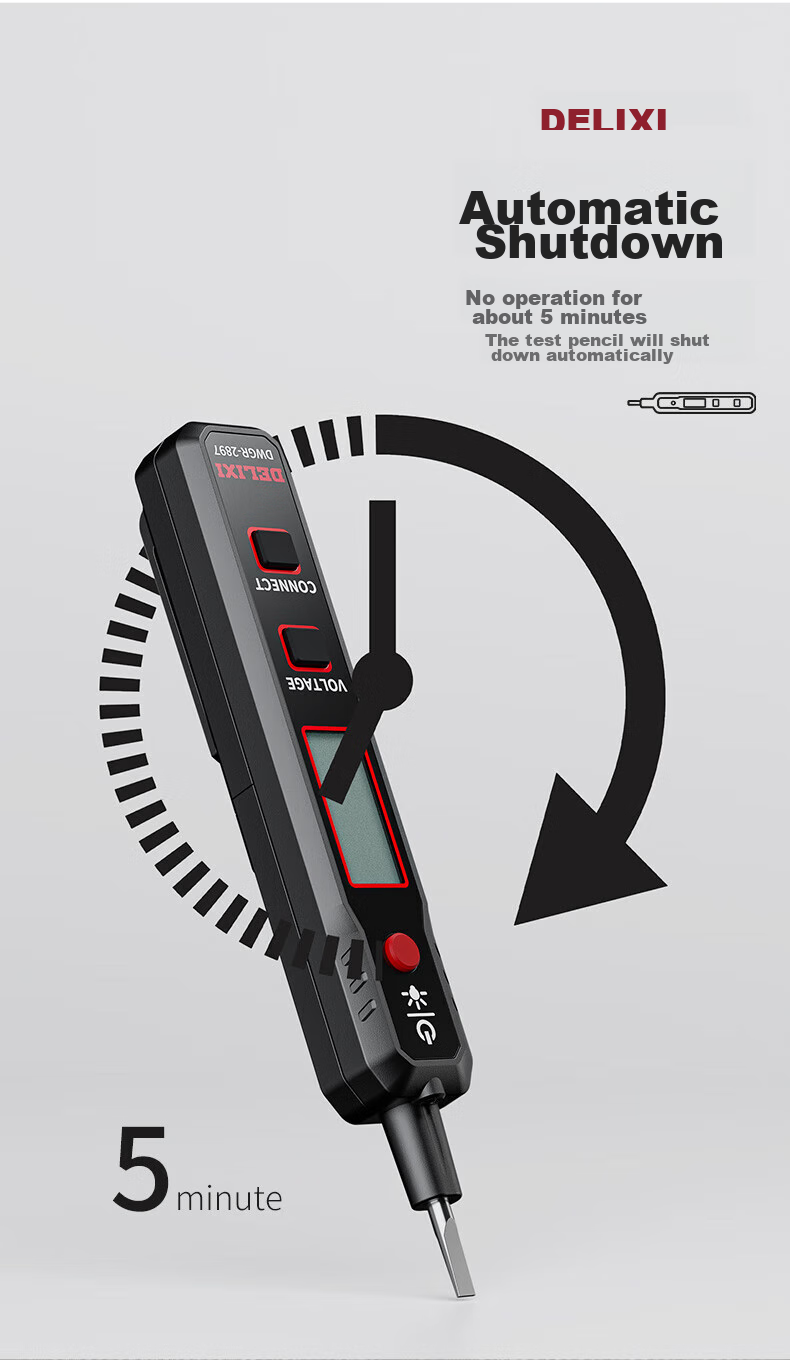 Delixi Electric Pen 2897 Smart Voltage Tester Multifunction Wire Break Detection Digital Display Electrician Induction Test Pen 10