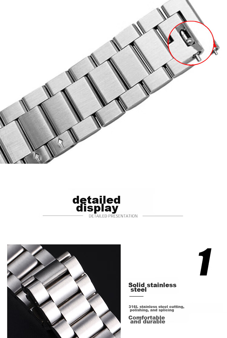 ESCASE Huawei Watch Strap Compatible with Watch4/4pro/GT3/3Pro/GT2/new/ Porsche Design / Honor Magic2, Stainless Steel Three-Strand Replacement Band, Silver, 46/48mm 8