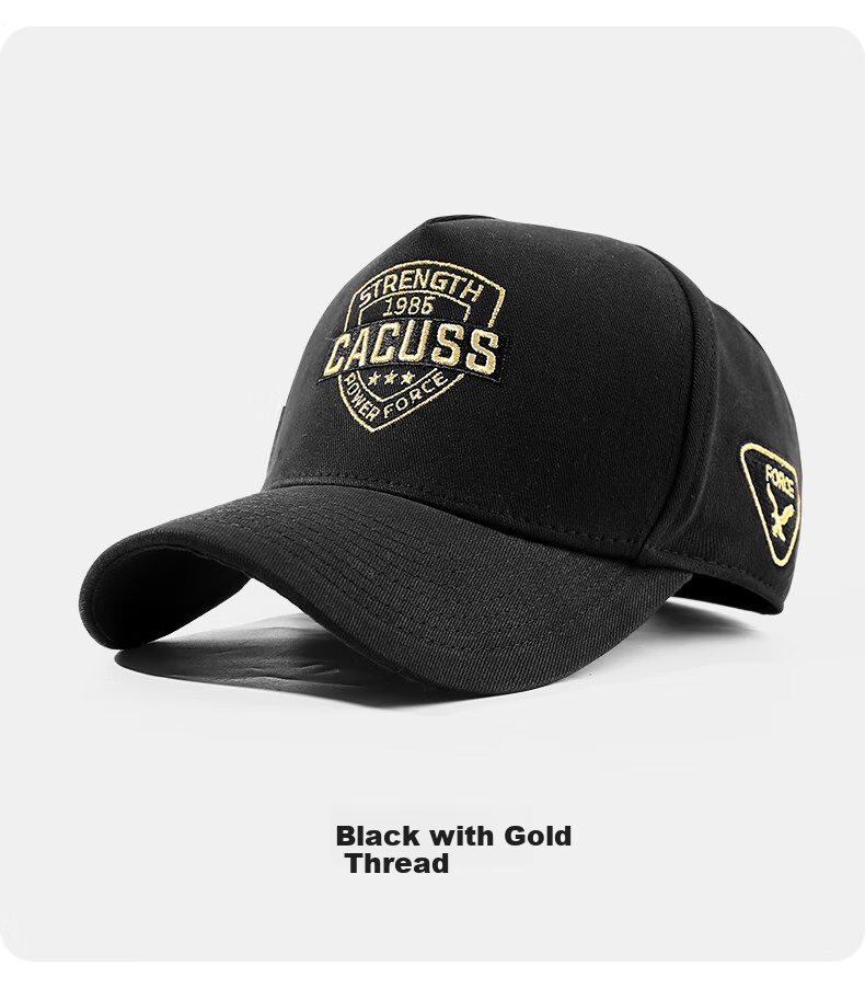 CACUSS Baseball Cap for Men, All-Season Style, Visor Hat, Sun Hat, High Crown, Large Head Circumference, Outdoor Sports Cap for Men, Black And Gold Medium 10