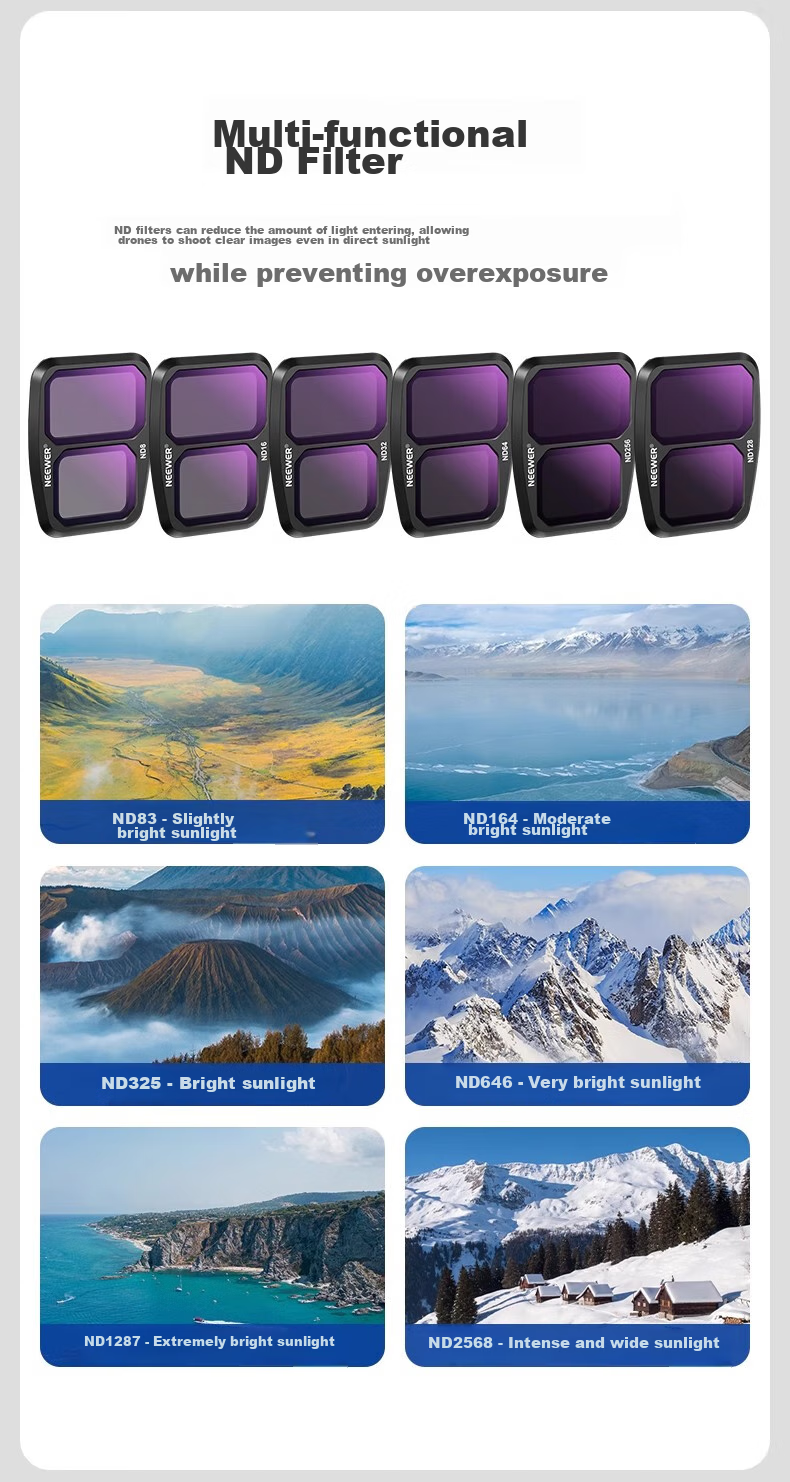 NEEWER Filter Kit for DJI Air 3 Drone: UV/CPL/ND8/ND16/ND32/ND64 Protective Neutral Density Filters ND Filters for Landscape Photography 7
