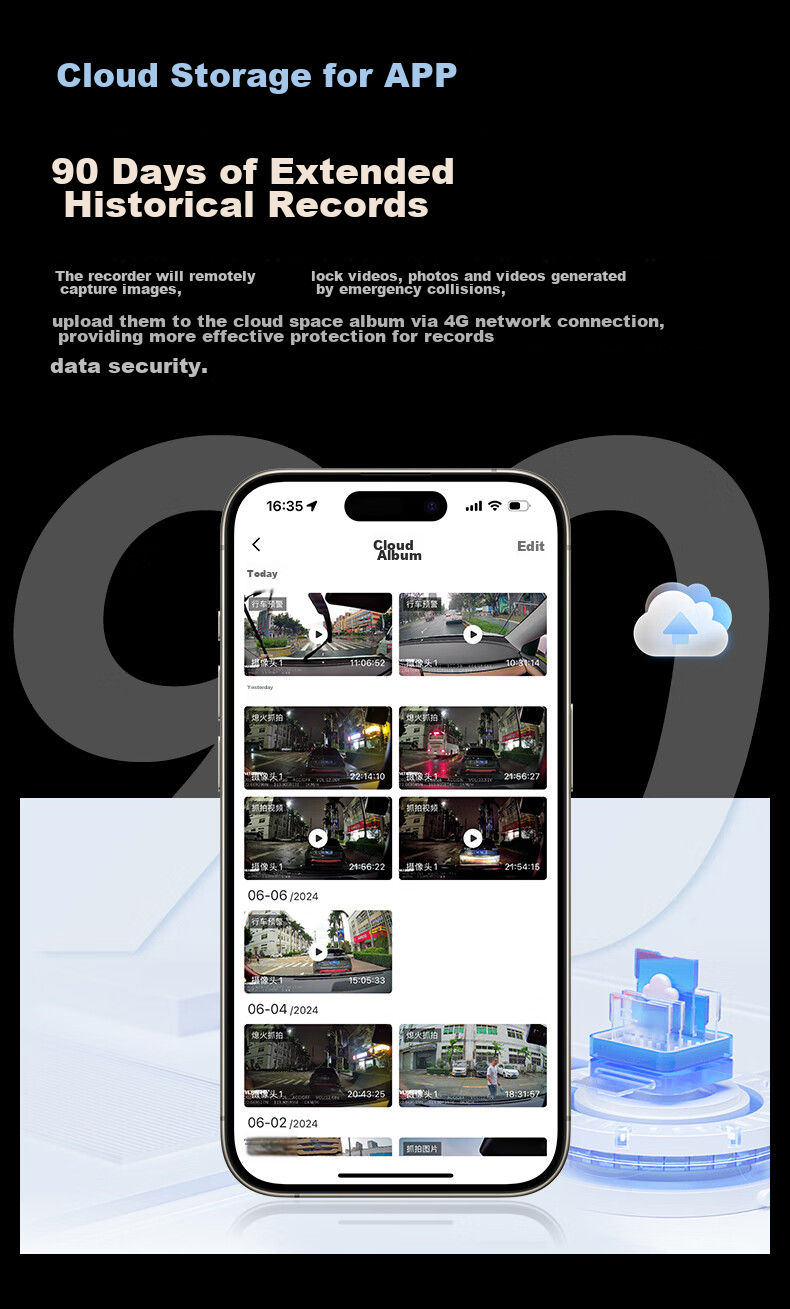 Weilute 4G Sentry Mode, Self-Driving Recorder, 360-Degree Panoramic 24-Hour Parking Monitoring, SONY Rearview Mirror 14
