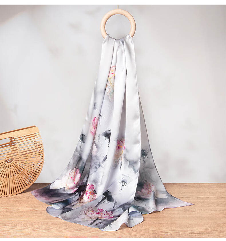 Zhijinlou 100% Mulberry Silk Printed Scarf for Women Traditional Chinese Style Sun Protection Decorative Shawl Birthday Gift 16