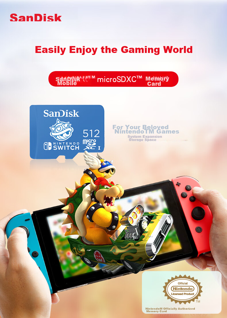 Sandisk 512GB TF (MicroSD) Memory Card, U3 4K HD Video, Gaming Storage Card, Read Speed 100MB/s, Nintendo Switch Authorized 2
