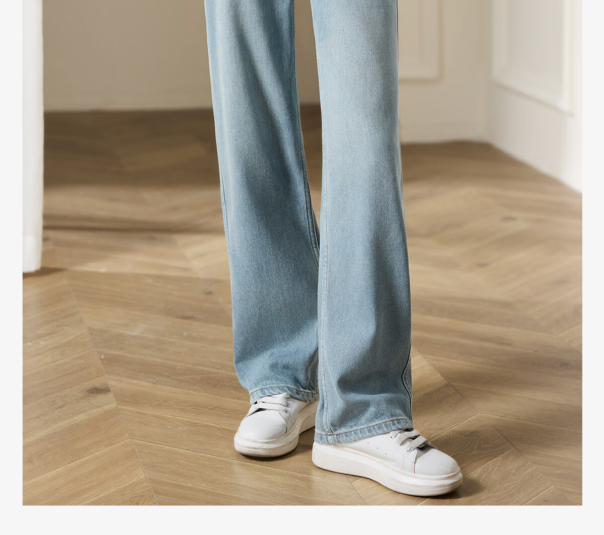 Chushen Spring And Autumn High-Waisted Jeans for Women with Single Button, Casual Versatile Retro Slimming Straight-Leg Pants Long Trousers S143N1003 1