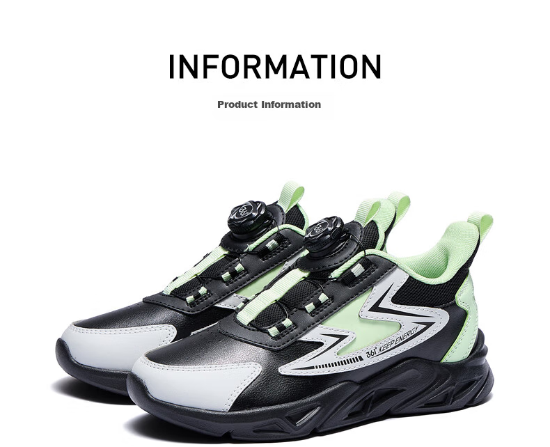 361° Children's Running Shoes, Fall/Winter, for Boys And Girls Aged 3-14, Shock-Absorbing, Rotary Buckle, Leather Upper, Sports Shoes, Blue, Size 38 20