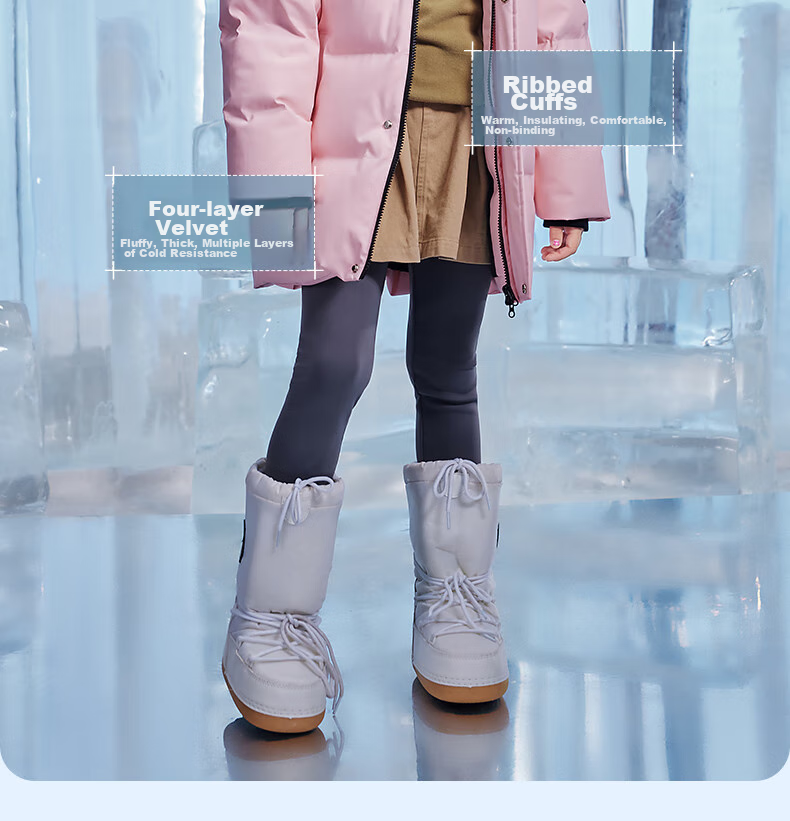 SNOWFLYING Children's Clothing, Boys' down Jacket, Thickened for Older Children, Girls' Mid-Length down Coat, Warm Beige, Size 140 20