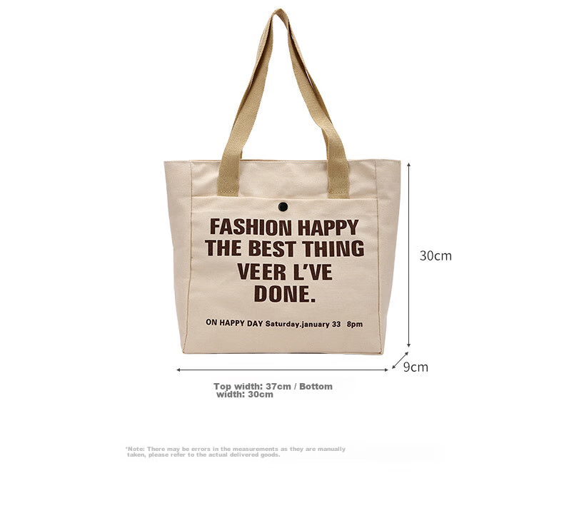 Siwangongli Canvas Bag, Large Capacity, Artistic Style for Women, Shoulder Bag, Fashionable Versatile Commuter Tote Bag with Letter Desig 4