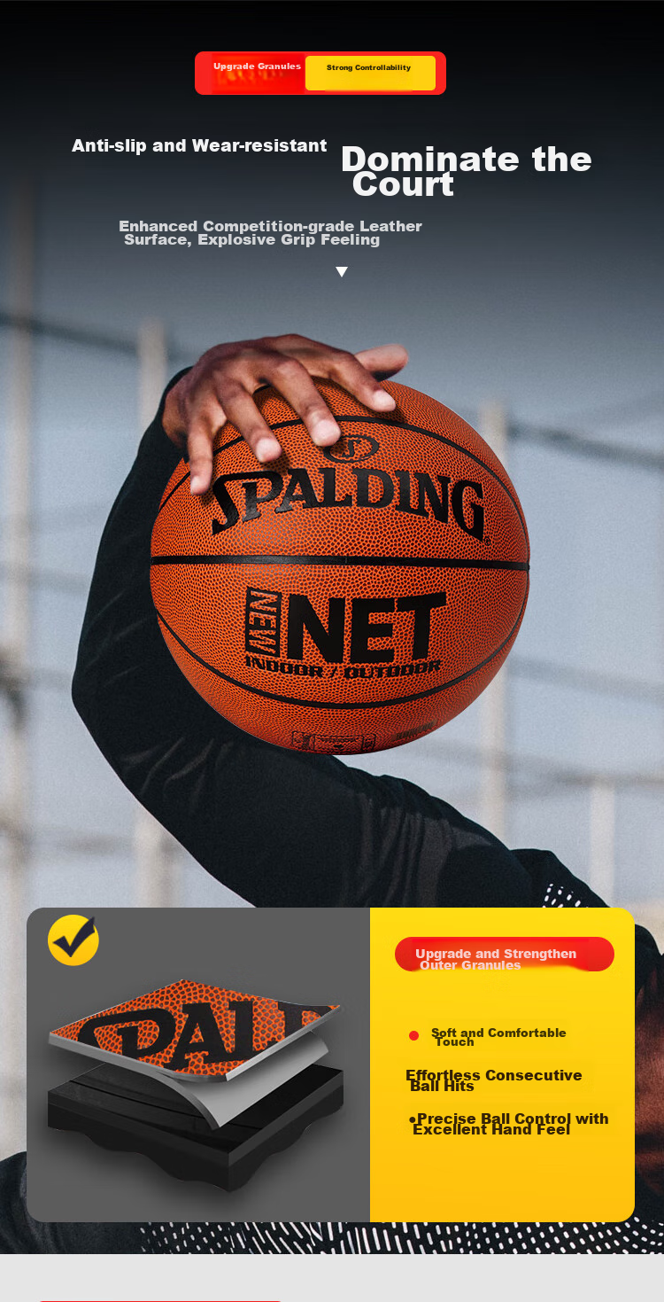 SPALDING SPALDING Rose Gold Classic Series Moisture-Absorbing PU Adult Size 7 Basketball 77-870Y 5