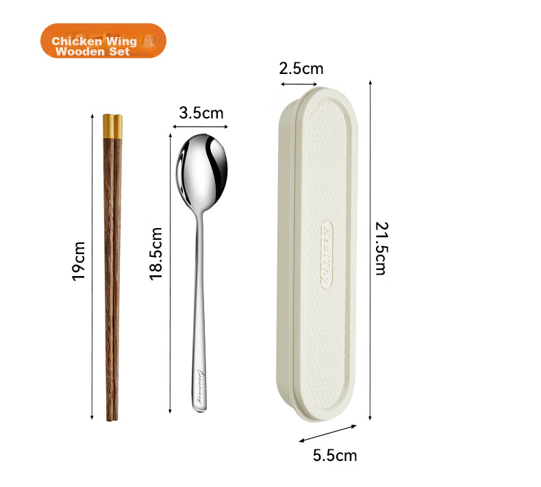 WORTHBUY 316 Stainless Steel Portable Cutlery Set Chopsticks Spoon Student Tableware Single-Person Chopsticks Spoon Storage Box Coffee Color 13