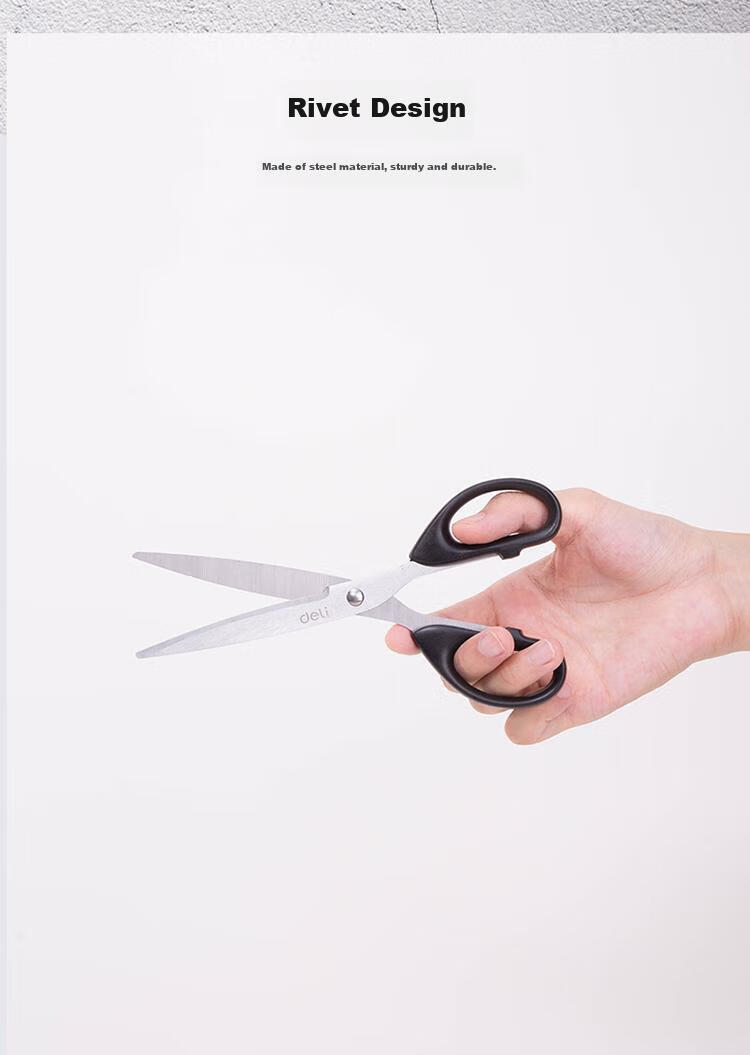 Deli Office Scissors Black Blade Rust-Resistant Medium 180mm Stationery Scissors Courier Knife Tailor Scissors Household Craft Paper Cutting Office Supplies Black 6009-S 5