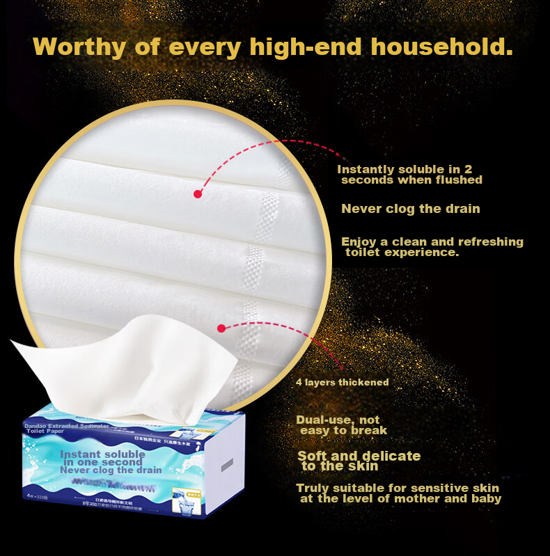 Rinuo Water-Soluble Facial Tissues, Whole Box, Mother And Baby Pull-Out Toilet Paper, 110 Sheets, 4-Ply, 6 Packs/unit 3