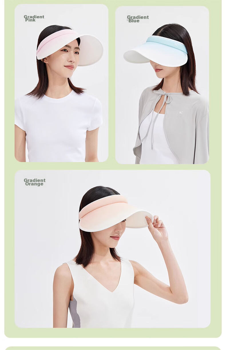 VVC Sun Protection Hat for Women, Sun Visor, UV-Resistant Wide-Brimmed Bucket Hat, Gradient Gray 13