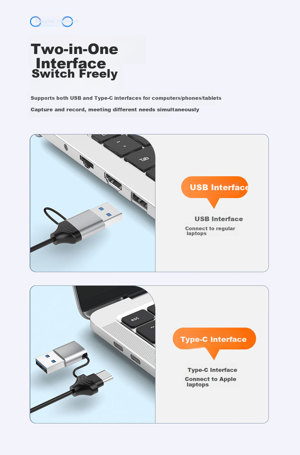Keya HDMI Video Capture Card, 4K HD Input for Switch/NS/PS5/4, Game Phones, Cameras, Live Streaming And Recording, Computer USB/Type-C Dual Output Capture Device 3