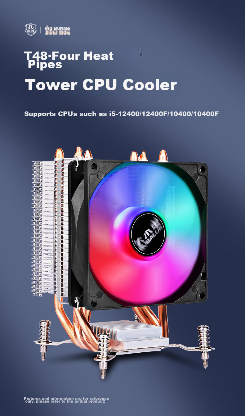 BUBALUS T48 4 Heat Pipe CPU Air Cooler (Supports Multi-Platform I Series/9CM Fan/Thermal Paste Included/Lock-In Design/Supports LGA115x/1700) 2