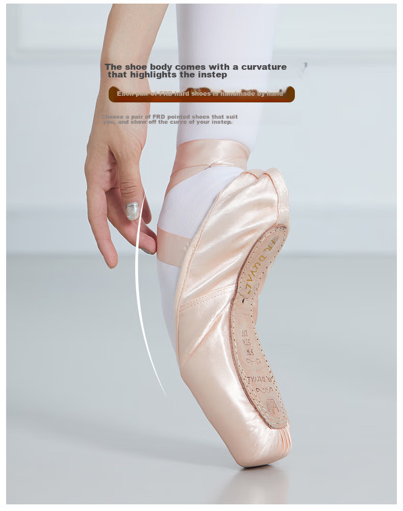 Sansha Ballet Pointe Shoes, Satin Upper, Leather Sole, Dance Shoes, Hard Shoes, Practice Shoes, FRD1.0REG, De Satin, Size 38 5
