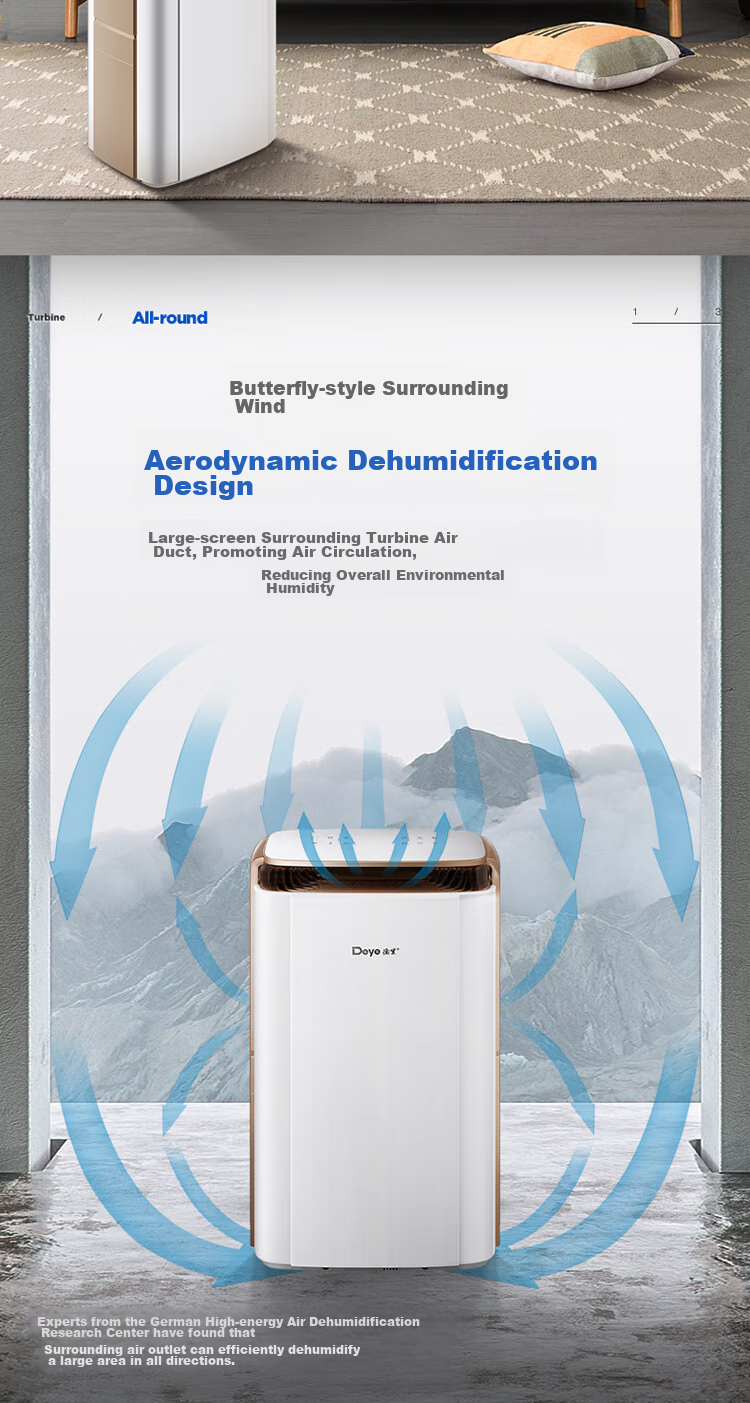 Deye Dehumidifier 60L/Day Home Basement Villa Clothes Drying Inverter Air Purifier Formaldehyde Removal V60Max 7