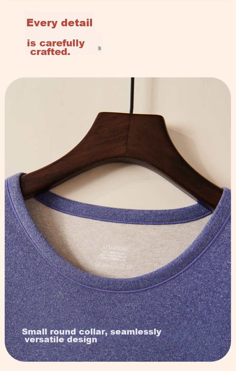 LangSha Thermal Underwear for Men, New Autumn And Winter 2026 Product, Wool And Silk Blend, 7A Antibacterial Single Top, Fleece-Lined Warm Undershirt for Me 13