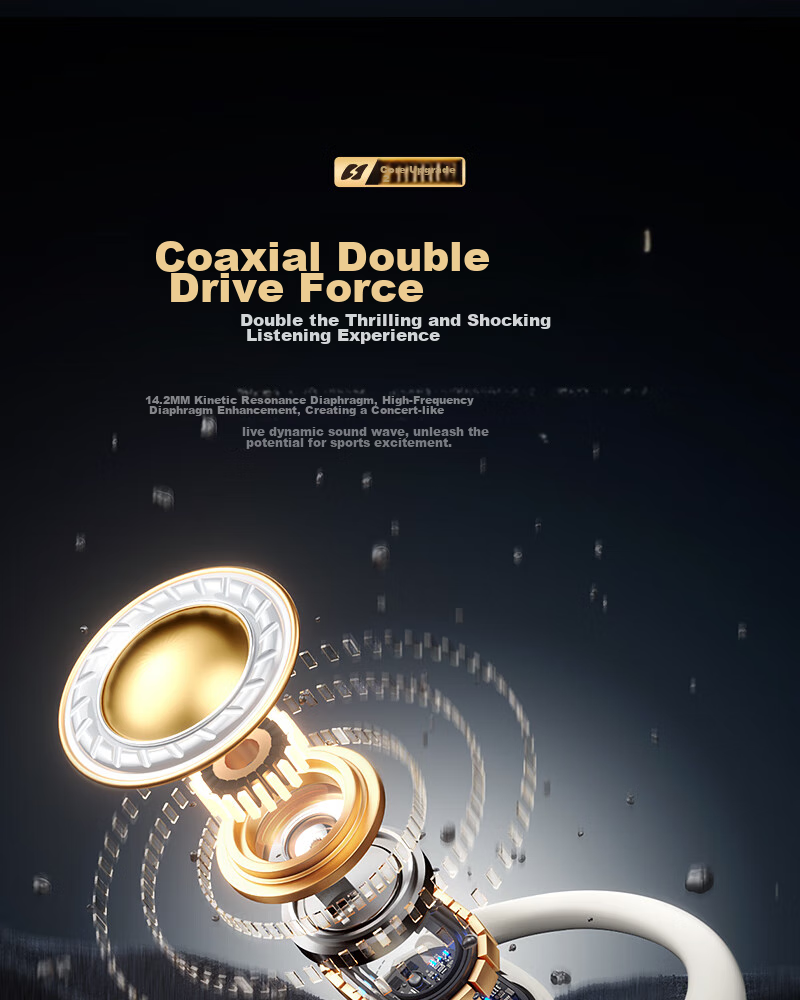 SANSUI [Major New Product | Three Major Upgrades] T19/W19 Bluetooth Headphones, Over-Ear Bone Conduction Concept, Non-In Open Wireless Noise-Cancelling Sports Headphones, Compatible with Xiaomi 7