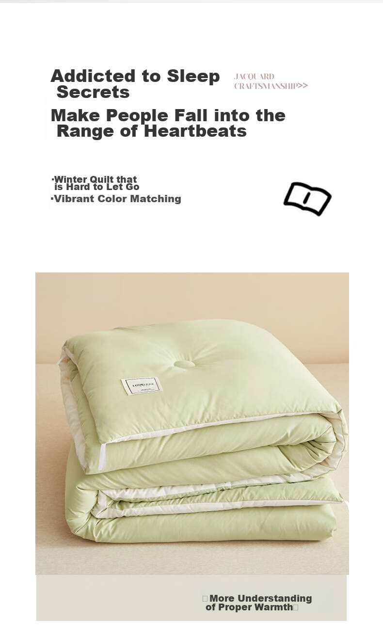 Grace Fiber Comforter Duvet Insert Thickened Double-Size All-Season Comforter Winter Quilt 6 Jin (3 Kg) 200*230cm Milk White Gree 2