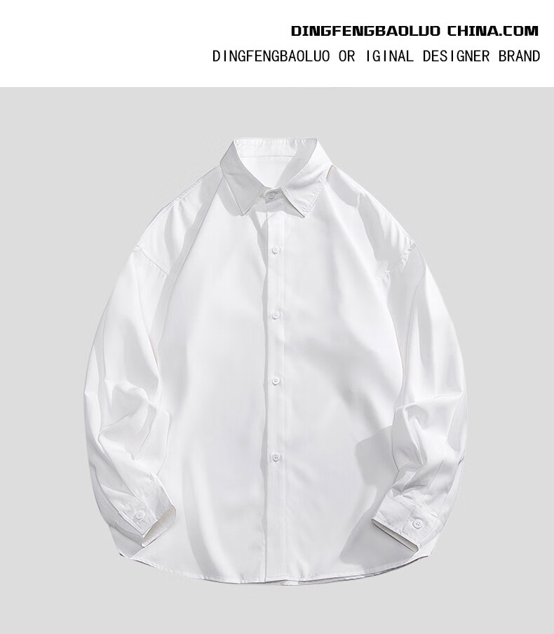 Dingfengbaoluo Men's Long-Sleeve Shirt, Spring And Summer Solid Color Casual Shirt, Trendy Loose Top, 7304 Black L 3