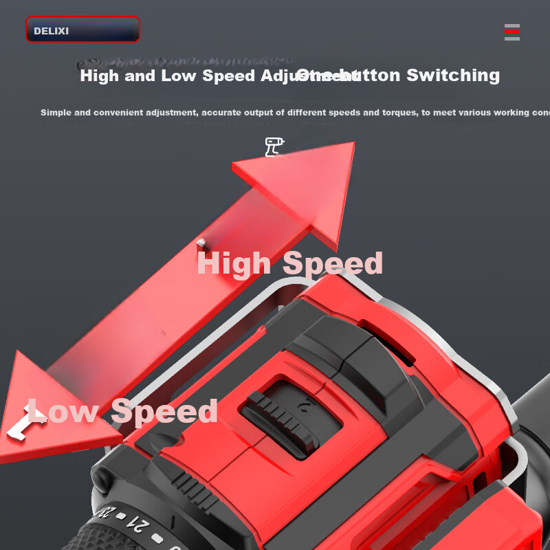DELIXI ELECTRIC Brushless Screwdriver Machine, Lithium Battery Screwdriver, Household Electric Screwdriver, Multifunctional Dual-Speed Hand Drill, 16.8V
