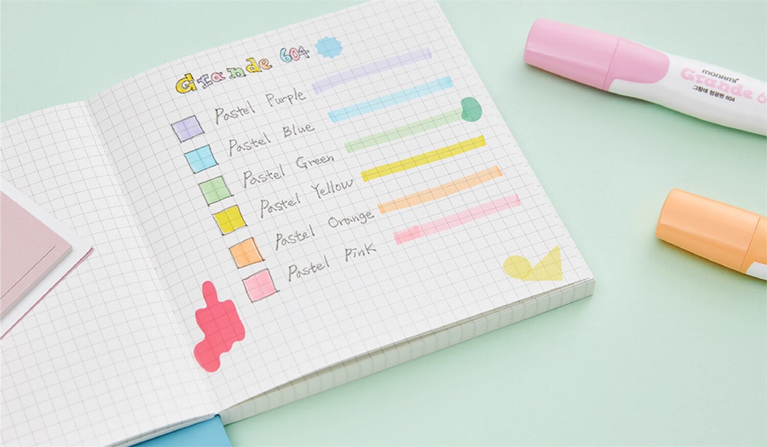 Monami Imported New 604 Quick-Drying Highlighter Marker, Colorful Doodle Pen, Soft Colors, 6-Color Set, 06025Z06 3