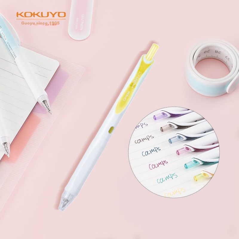 KOKUYO Imported Retractable Gel Pen Vivid DRY for College Entrance Exam, Colorful Quick-Drying Ink Pen, 0.5mm Signature Pen, Yellow Refill, 1 Piece, WSG-PR302Y