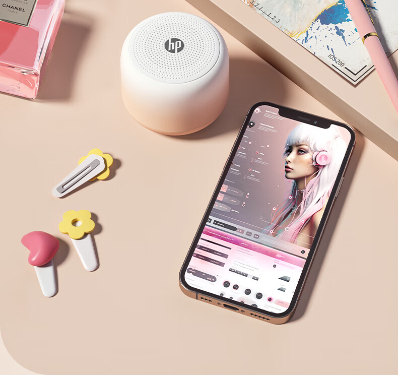 HP S07 Bluetooth Speaker, Desktop Laptop Mobile Phone Speaker, Portable Outdoor Mini Wireless Connected Speaker, Milk Tea Color 9