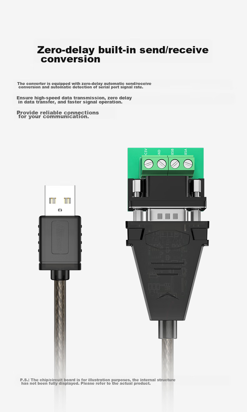 DTECH USB to RS485 Serial Cable, 9-Pin Adapter for COM Port, Debugging Cable for Laptops to Connect Attendance Machines, Barcode Scanners, And Tax Control Devices, 0.5 Meter IOT5072 7