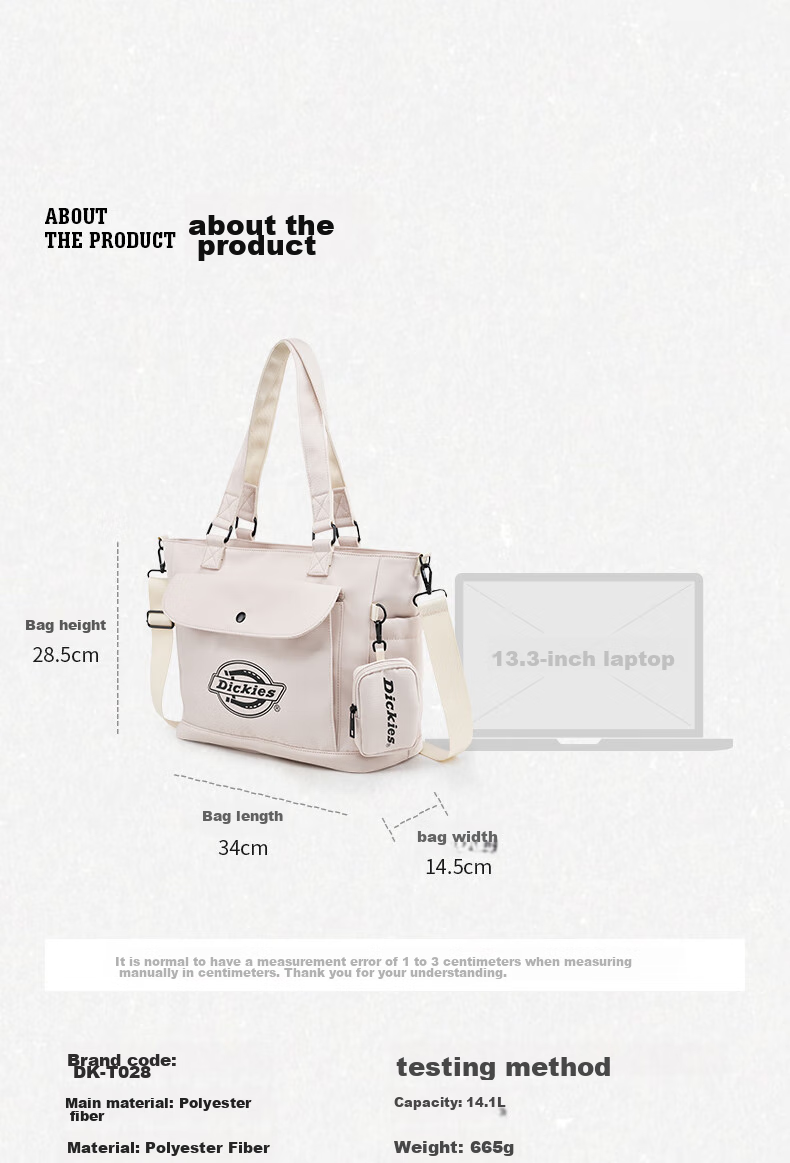 Dickies Shoulder Bag, Large Capacity Crossbody Bag for Women, Multi-Pocket DK Outdoor Travel Bag, Casual Fashionable Street-Style Versatile Canvas Bag 13