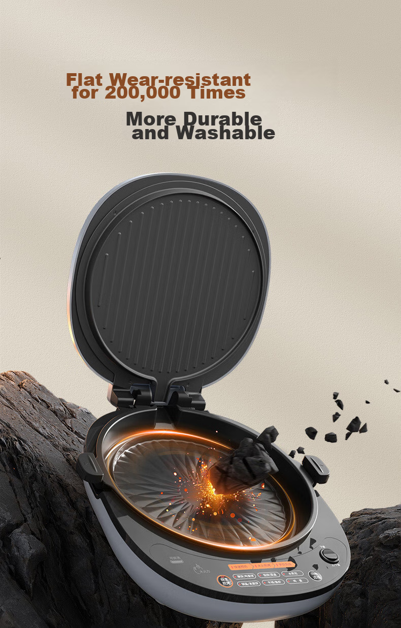 Joyoung Electric Griddle Sandwich Maker Breakfast Machine with 36mm Deep Baking Plate, Fluorine-Free Titanium Ceramic, Ultra-Wear Resistant, Low-Oil Home Grill And Pan Frying Machine, High-Power Pancake Maker GK550Pro 6