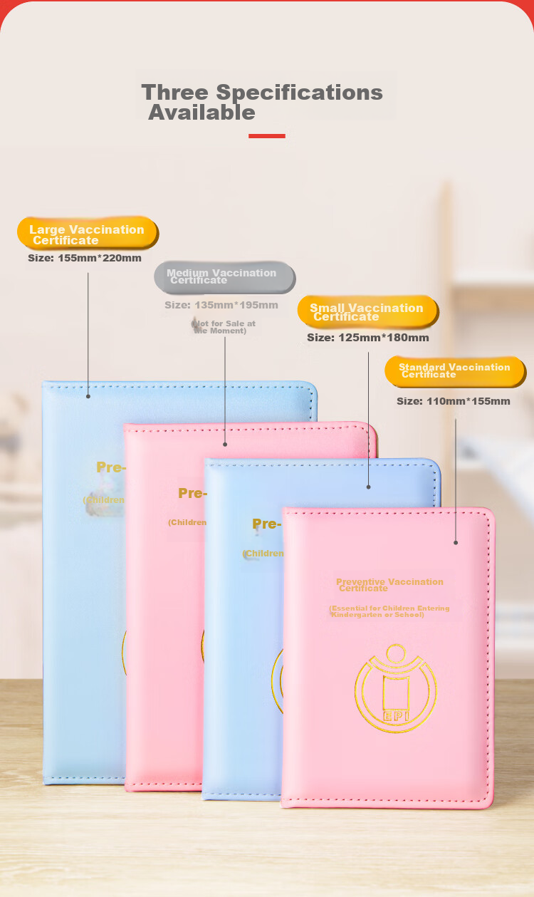 JONEVEE Vaccination Record Protector Sleeve, Small Size Vaccine Book, Baby Medical Birth Certificate Cover, Thickened Pink, ZWYM03 3