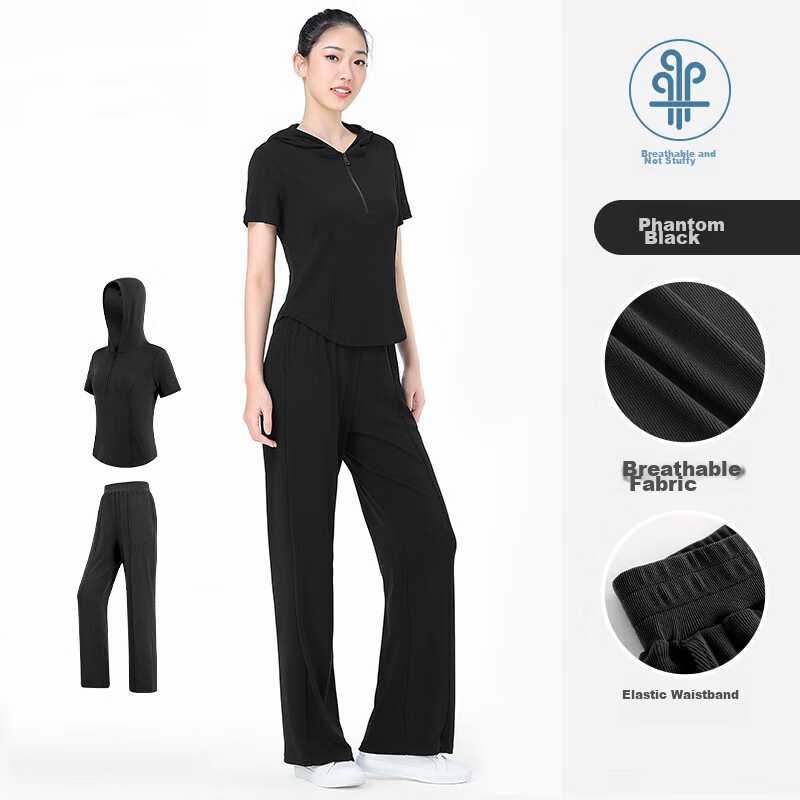 CAMEL Casual Sports Set, New Women's Clothing, Short-Sleeve Jacket, Wide-Leg Straight Pants, Two-Piece Set, Knitted Casual Sportswear