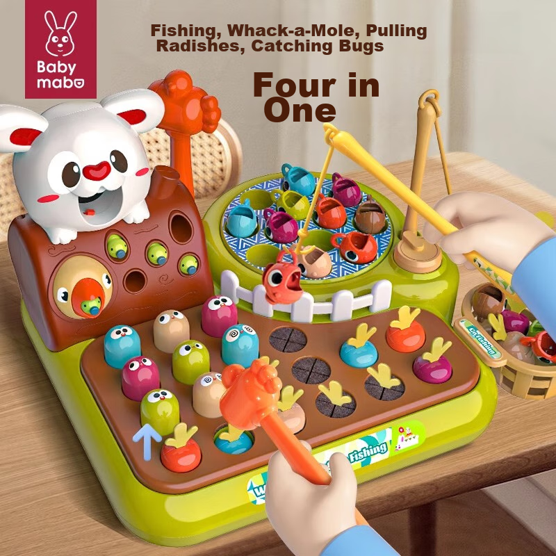Mabaozibao Whack-A Toy Fishing Game for Children Aged 1-3 Years Old, Pulling Carrots, Rechargeable, Educational Toy for Boys And Girls, Birthday Gift