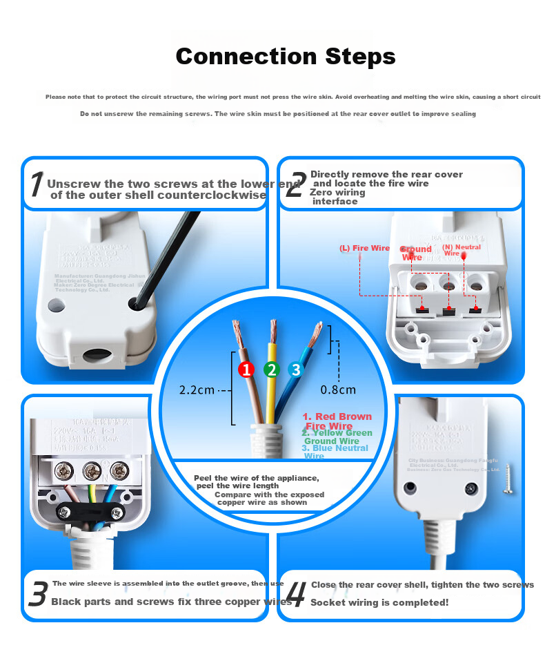 JS JISHUN Leakage Protector, College Dormitory Power Strip, Extension Cord, Socket Board, 10A Power Strip, Can Be Wall-Penetrating, Kitchen And TV Cabinet Companion, Master Control, 1.8 Meters 4