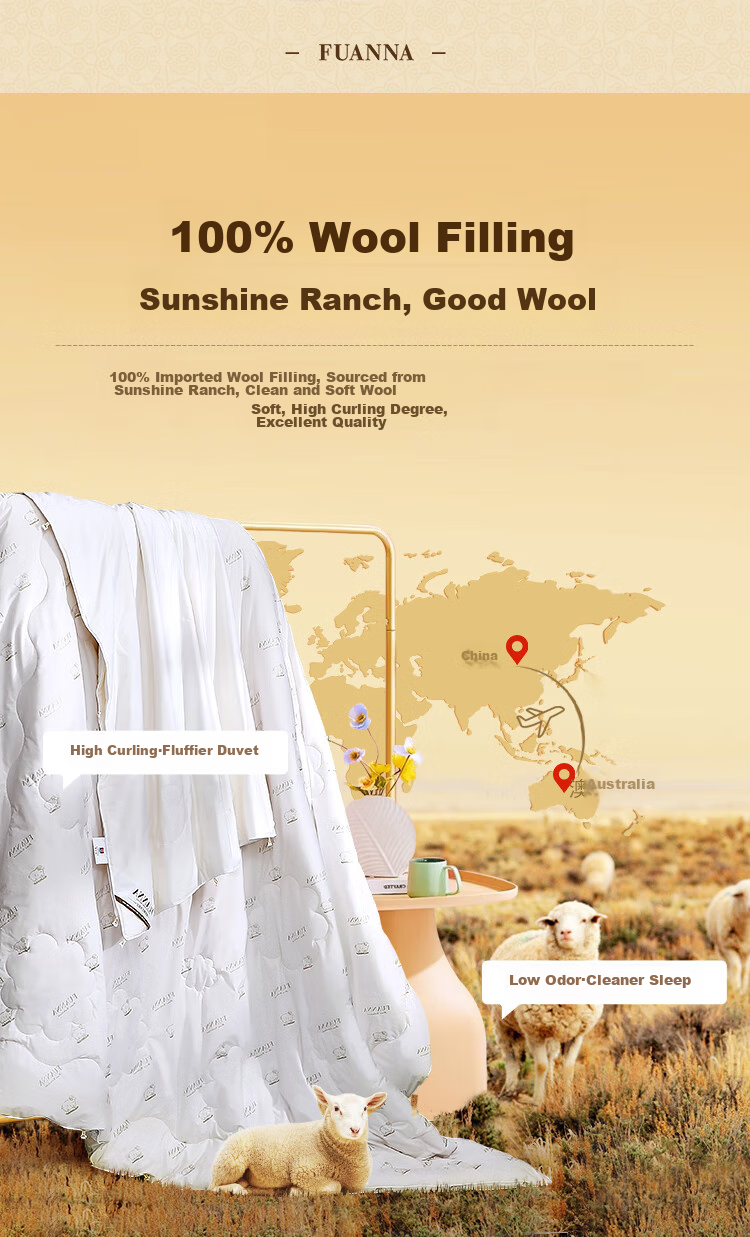 FUANNA Shunuan 100% Wool Silk Two-In Comforter Set, Thickened Duvet, 5kg, 230*229cm, White 5