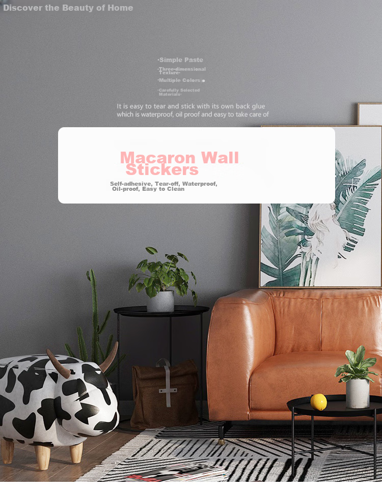 Modouyu Self-Adhesive Wallpaper Sticker, 0.45*10 Meters, Waterproof, Concealing, Renovation, Wall Decoration, Light Gray Wallpaper 1