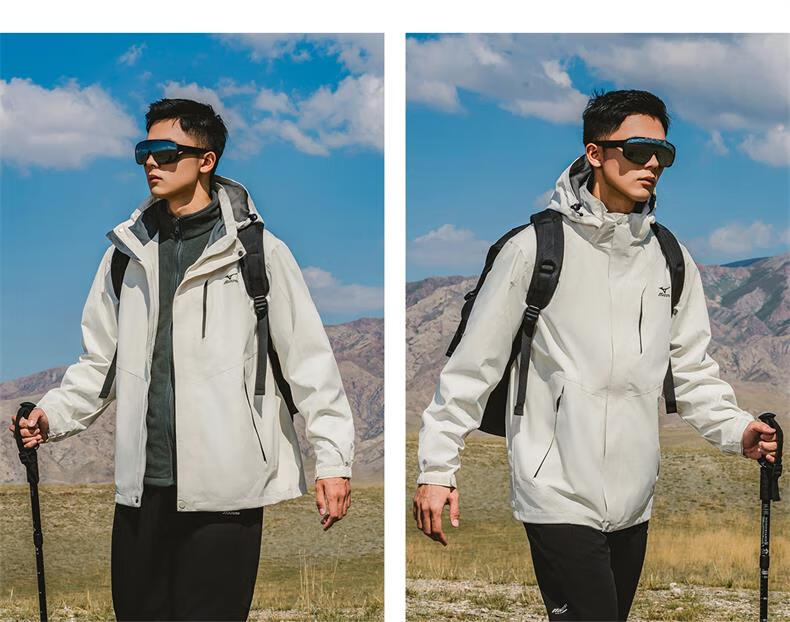 MIZUNO Outdoor Jacket Unisex Hiking Windproof 3-in-1 Two-Piece Set 17
