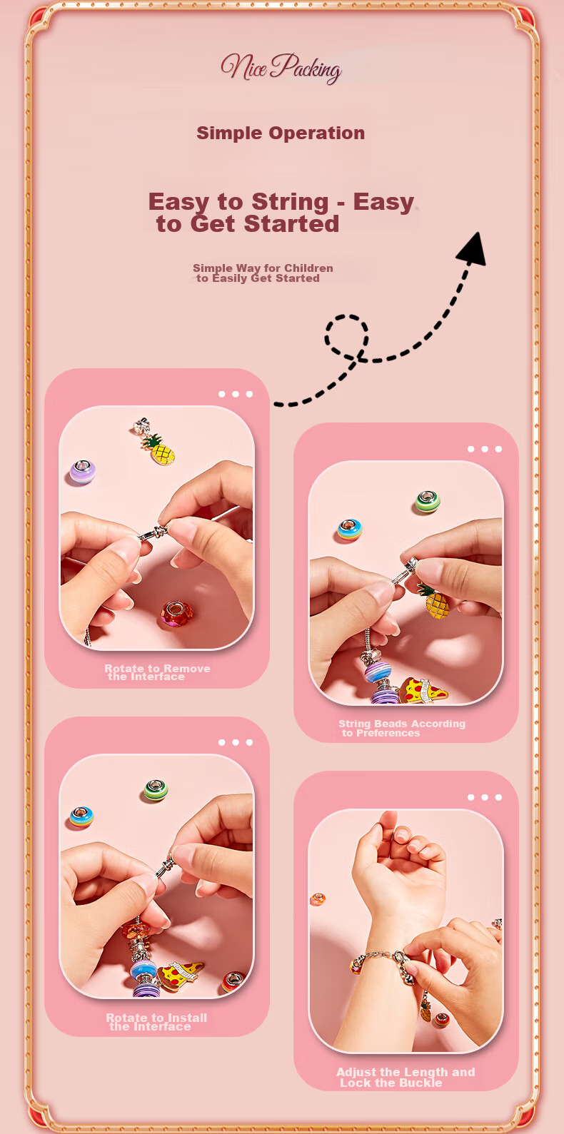 BEIBITONGHUA Bracelet Beads Toy for Children, Girls' Jewelry And Hair Accessories Gift Box, Pretend Play DIY Handmade Birthday Gift 13