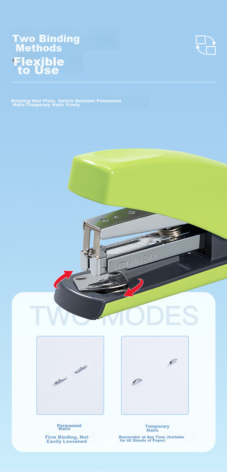 COMIX 25-Page Low-Effort Stapler, Anti-Jamming Function Compatible with 24/6 Staples #12, Pop-Up Staple Channel, Office Supplies, Green B3017N 2