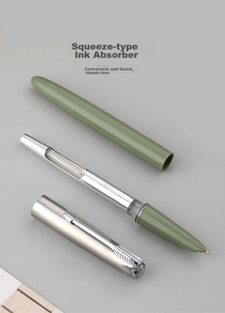 HERO Fountain Pen 616 Small Size Vintage Iridium Student Daily Writing Practice Ink Pen Dark Nib F Morandi Gree 9