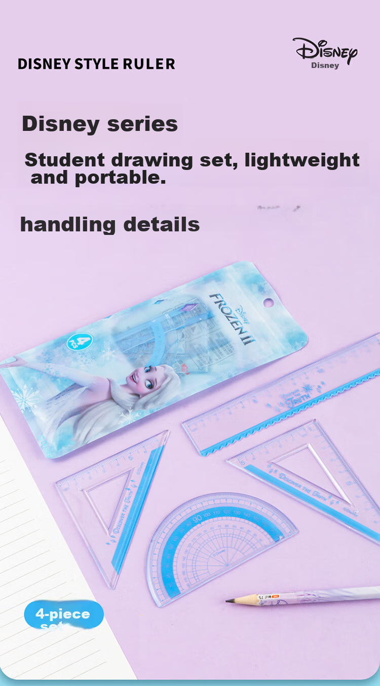 Disney Student Ruler Set with Straight Ruler, Triangle Ruler And Protractor Combination Pack Children's Exam Drawing Stationery Ruler Set Spider-Ma 1