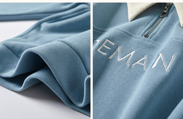 Dme [Elegant Letter Embroidery Sweatshirt] Spring And Autumn Commuter Style, Turn-Down Collar Long Sleeve Patchwork Women's Sweatshirt, Light Blue, XL 13