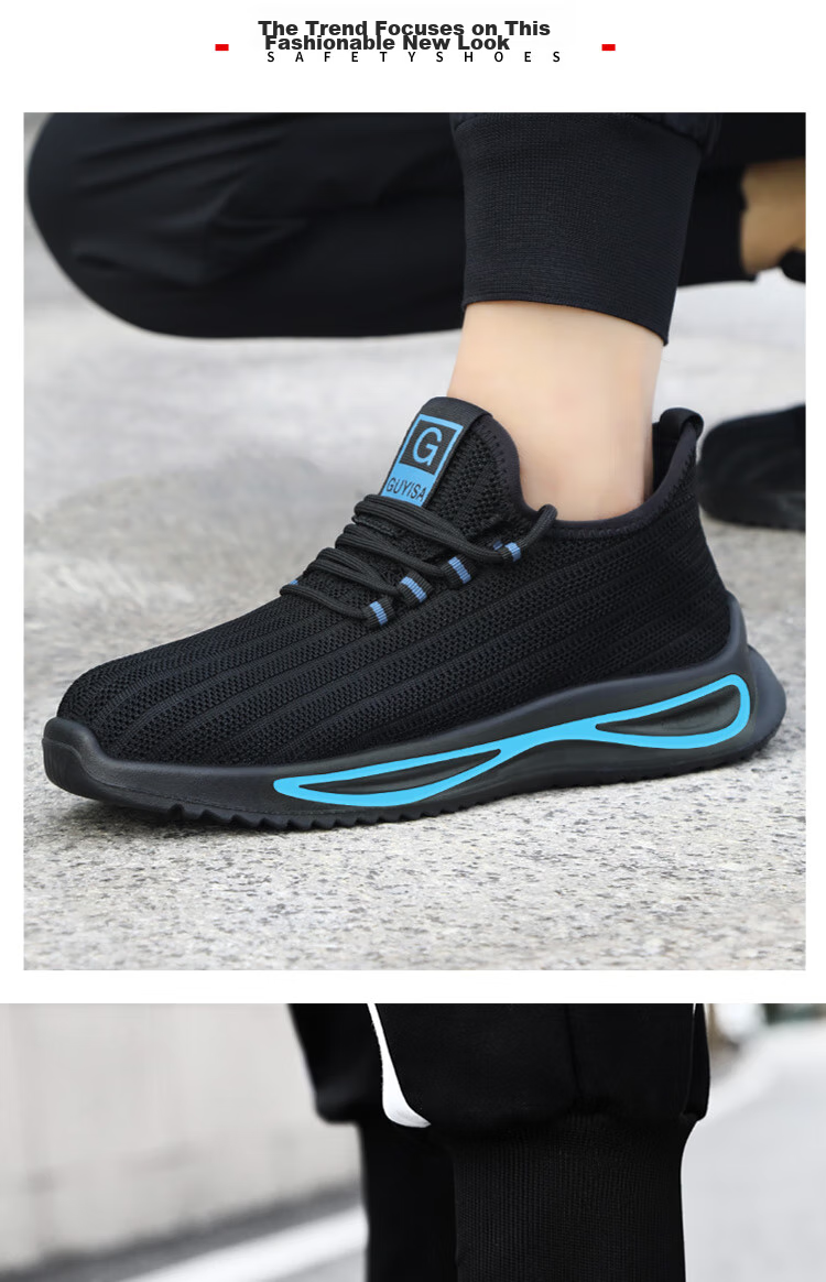 JUNBU Safety Shoes for Men with Steel Toe Cap, Anti-Smashing, Puncture-Resistant, Wear-Resistant, Comfortable, Safety Construction Work Shoes A1080F Size 39 14