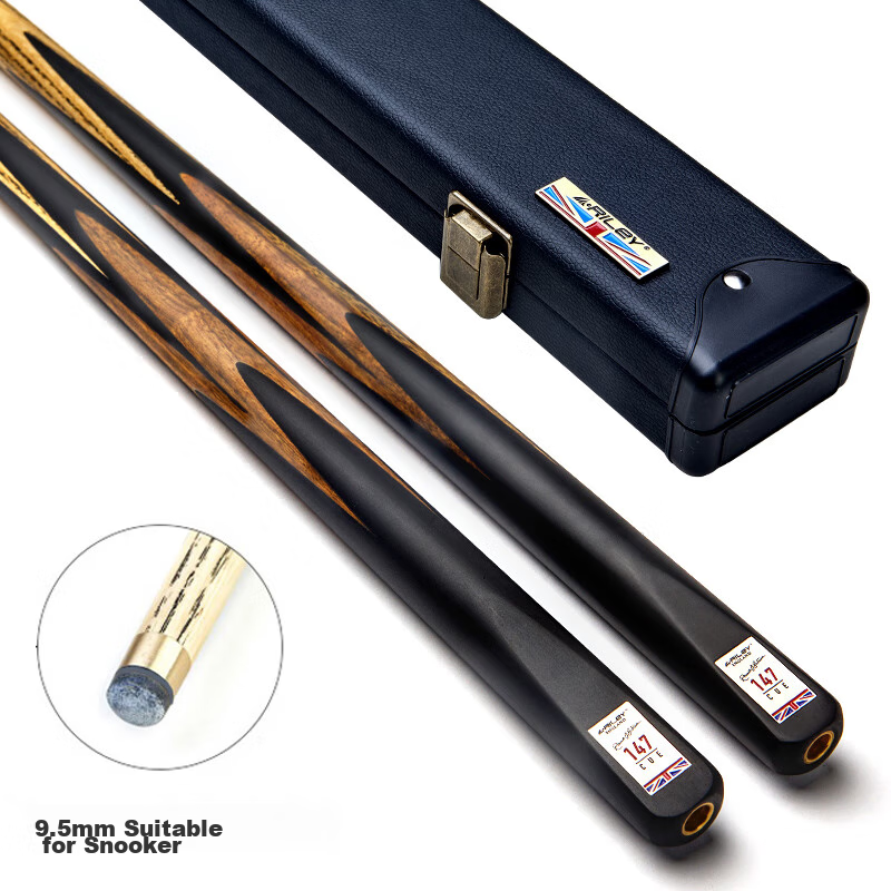 RILEY Pool Cue ROS147, Snooker Small Tip Black 8 Chinese Eight-Ball Cue, Full-Length Cue, 9.5mm