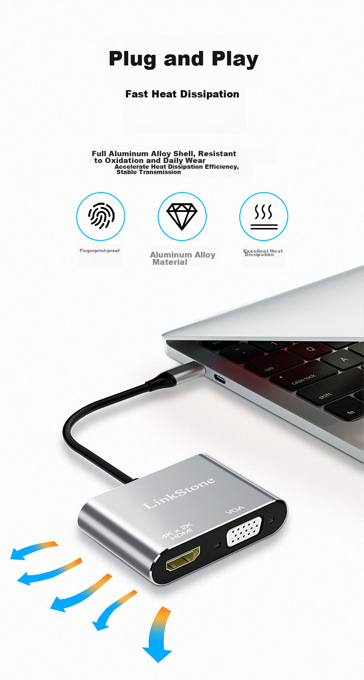 LinkStone Type-C to HDMI Expansion Dock, Apple Computer Adapter, MacBook Converter, USB 3.0 Hub Splitter, Switch Expansion Dock, Phone to TV Adapter 9