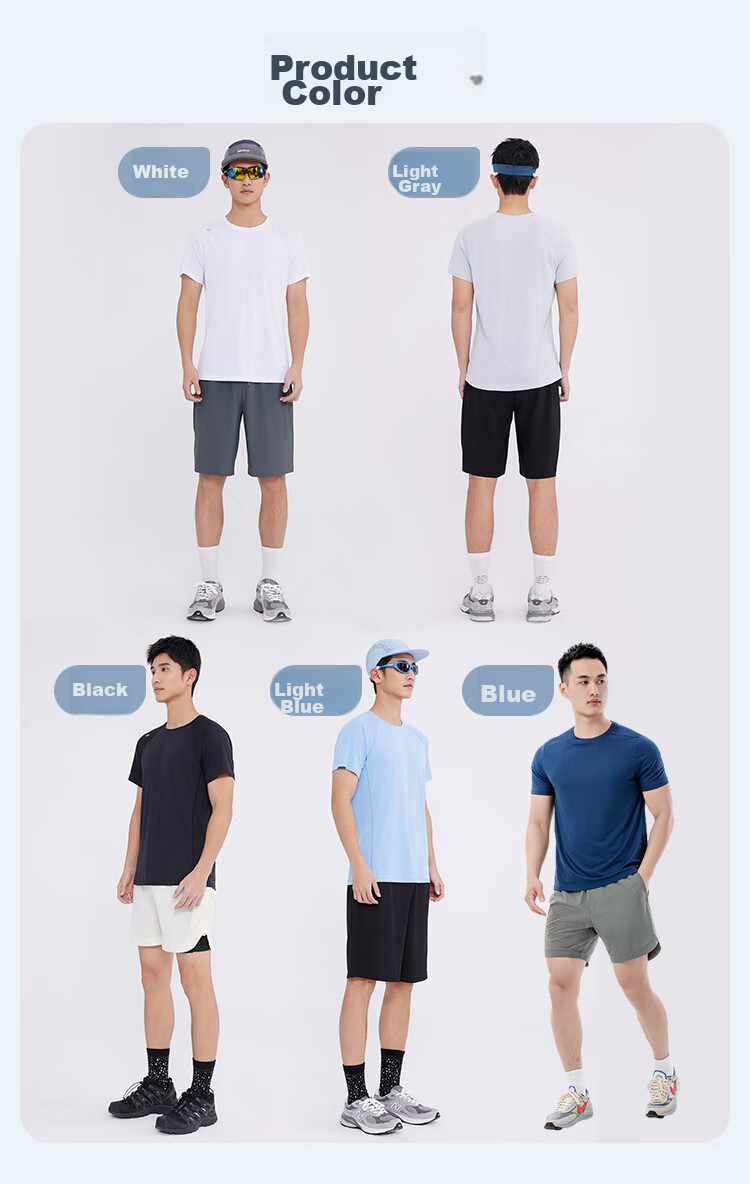 JD Original [Ultra-Light Quick-Dry] Sports T-Shirt, Summer Outdoor Running Fitness Short-Sleeve Men's T-Shirt, Light Gray 1.0, Size M 17