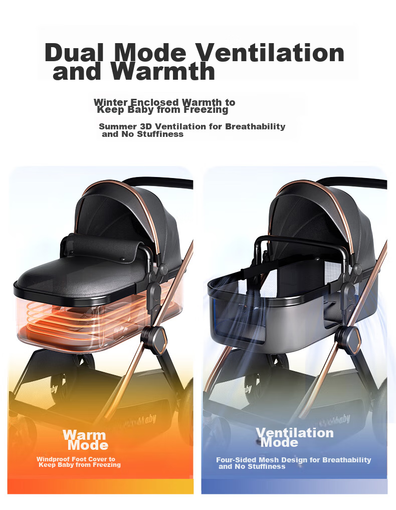 ANGI BABY Stroller with High View, Reversible Seats, Reclining Positions, Shock Absorption, Foldable, Suitable for Newborns to 3 Years Old 26